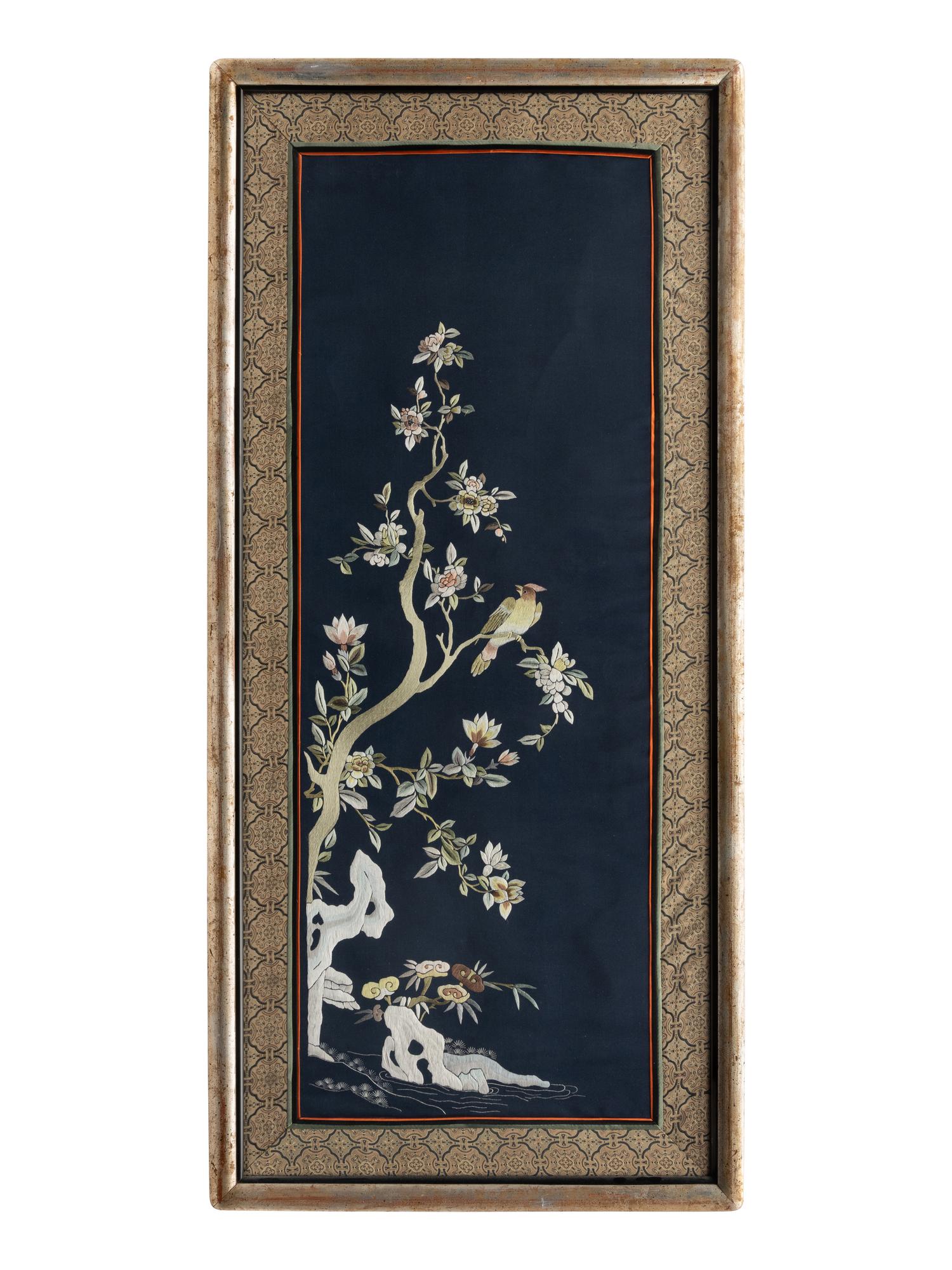 Six Chinese Embroidered Silk Panels