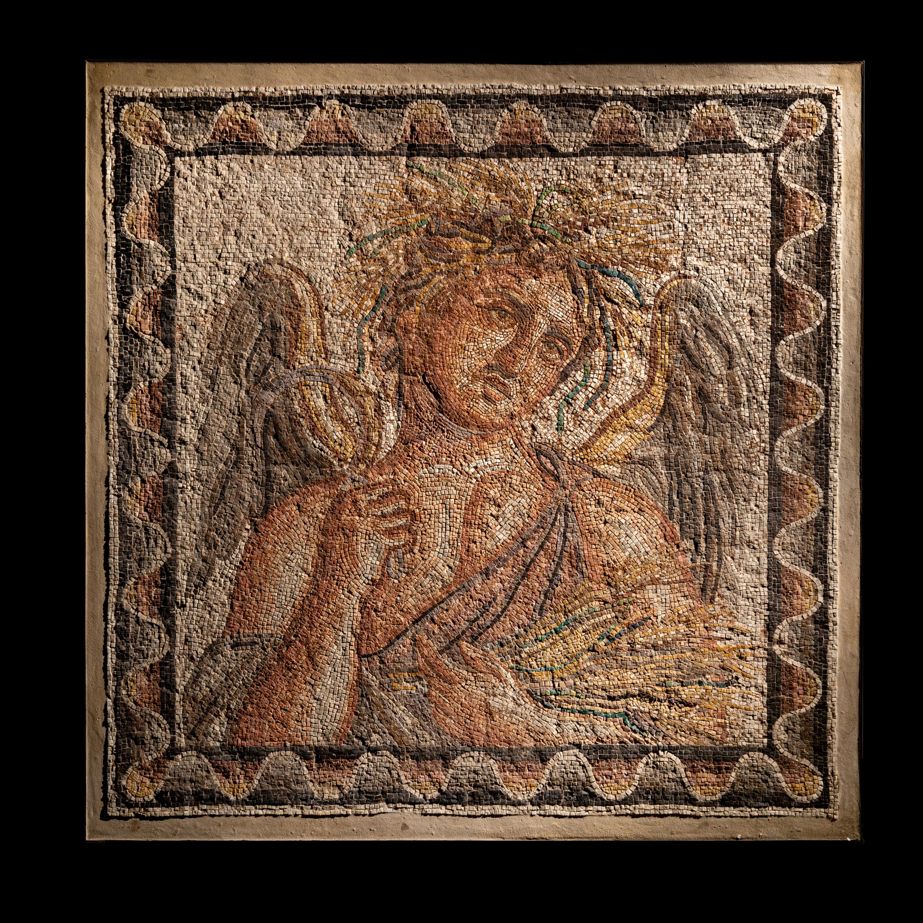 A Roman Mosaic Panel Depicting Summer