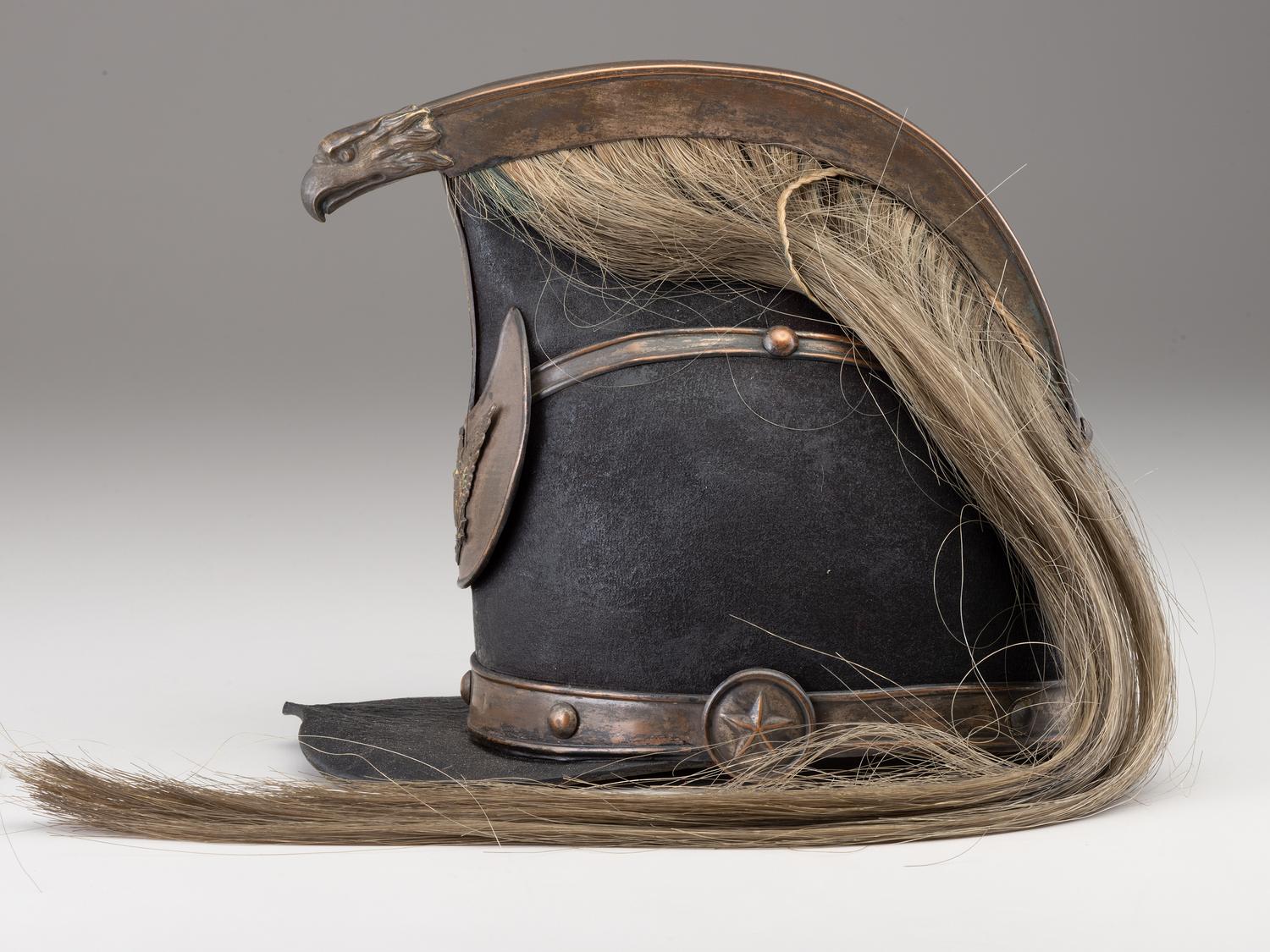 [MILITARIA]. Charleston Light dragoon jockey helmet. Ca 1835-1840.