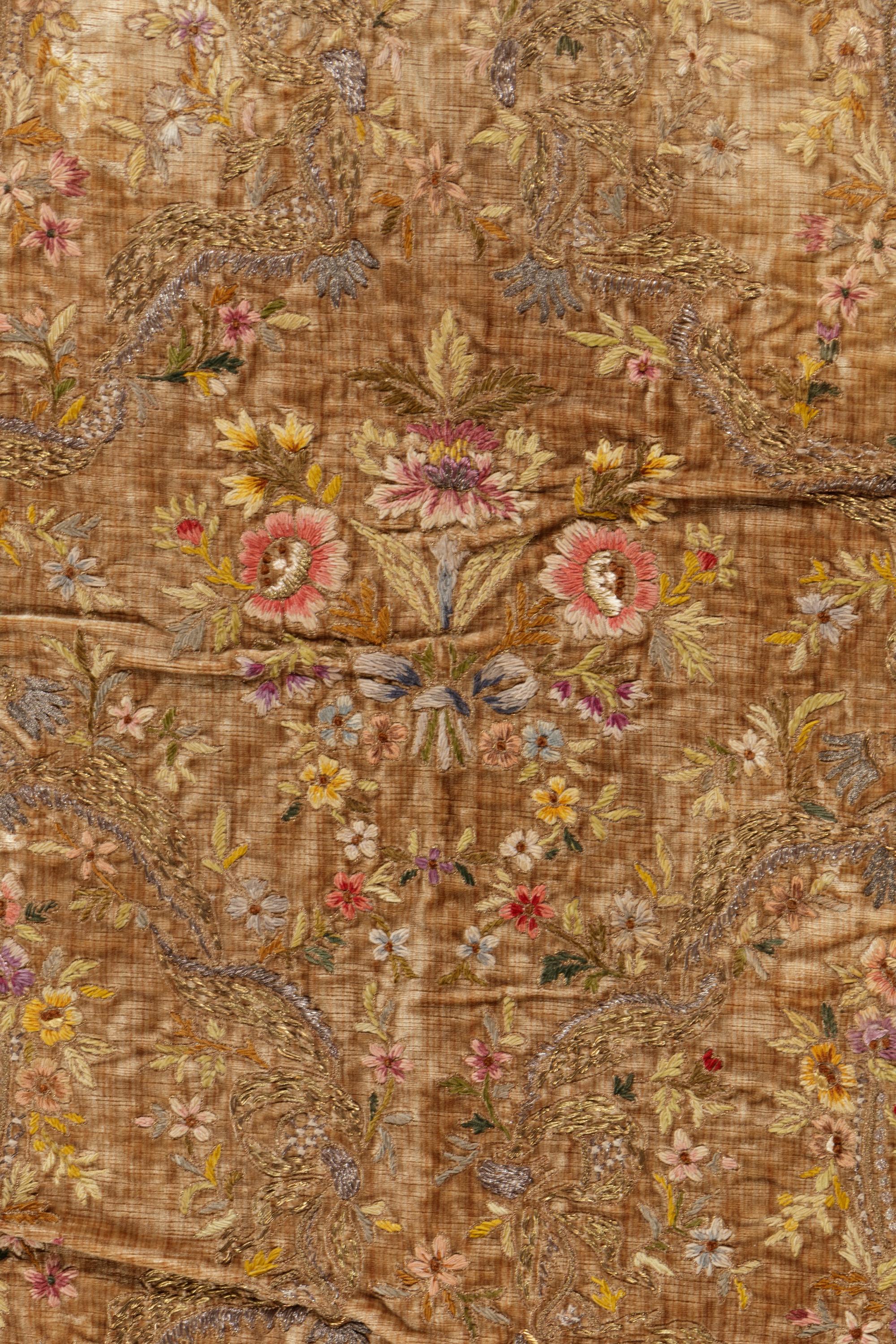 A Continental Metallic Thread Embroidered Panel
