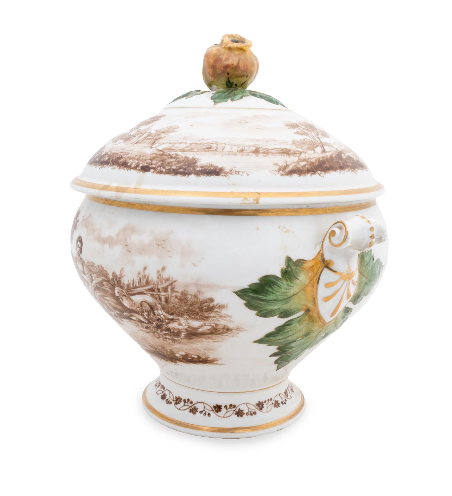 A Continental Porcelain Covered Soup Tureen