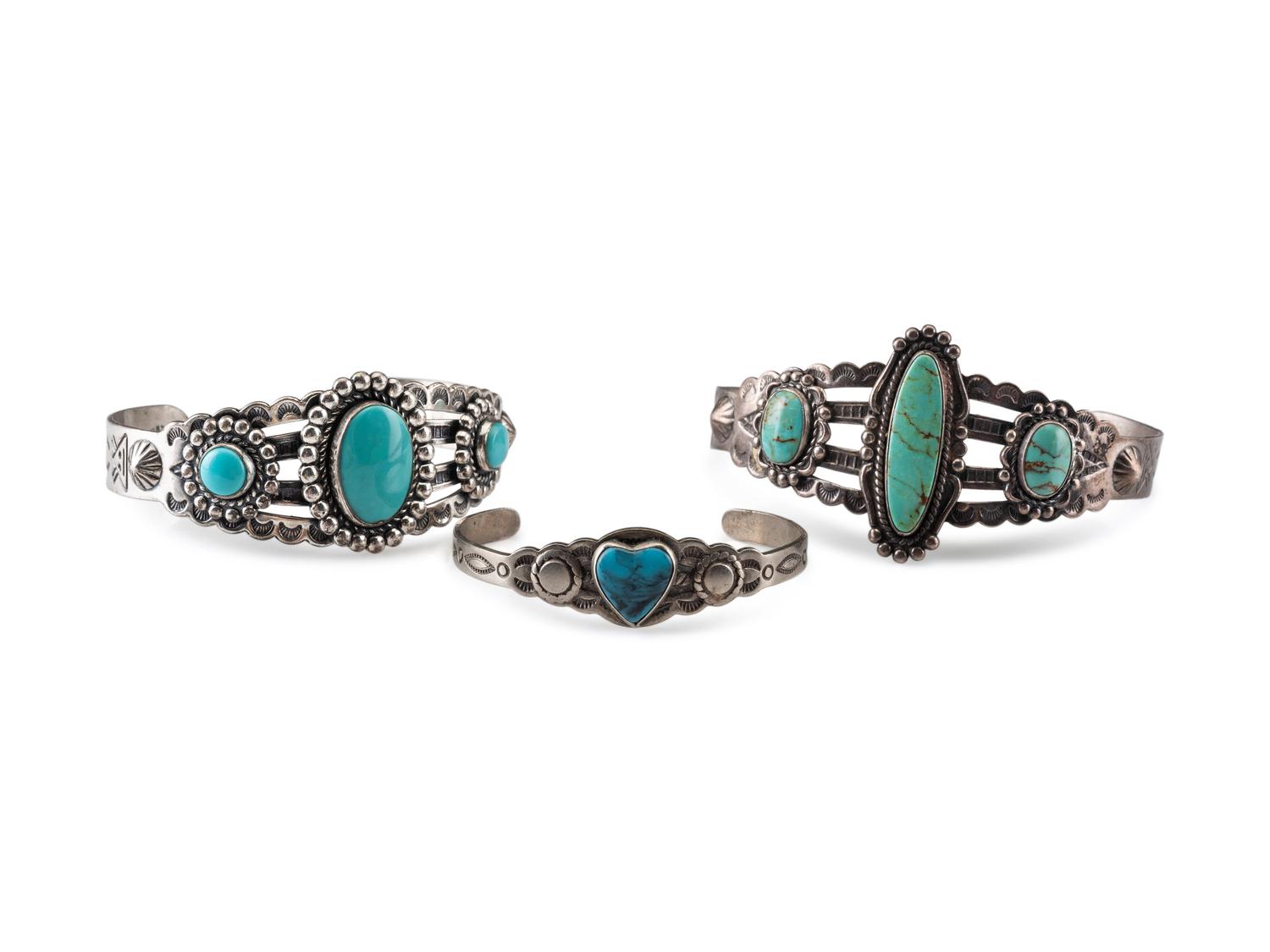 Silver and Turquoise Trade Bracelets