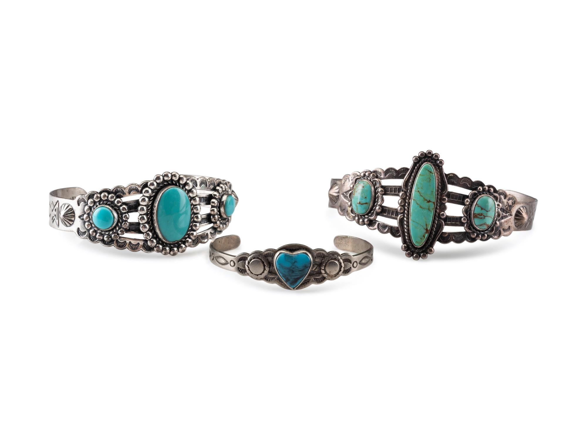 Silver and Turquoise Trade Bracelets