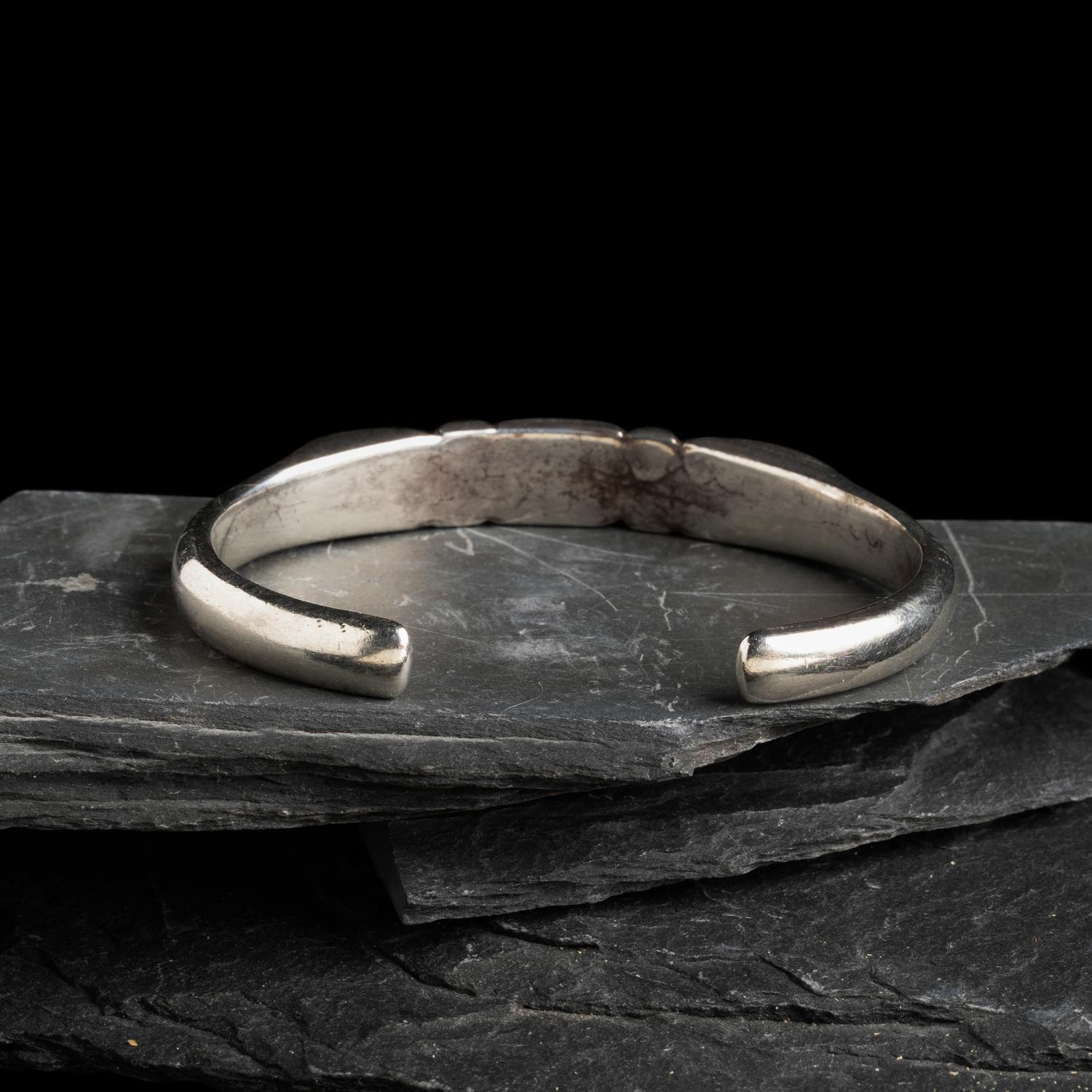 Navajo Chiseled Ingot and Turquoise Cuff Bracelet