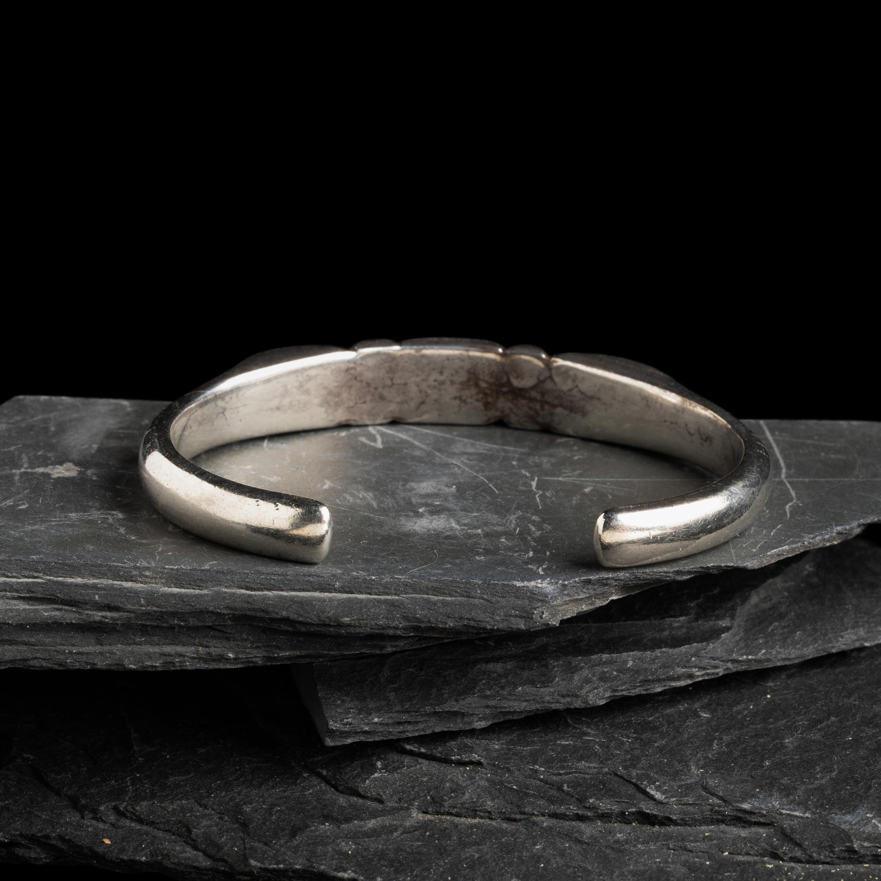 Navajo Chiseled Ingot and Turquoise Cuff Bracelet
