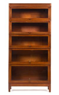 An American Walnut Lawyer's or Barrister Bookcase, Height 71 1/2 x width 34 1/4 x depth 11 1/2 inches.