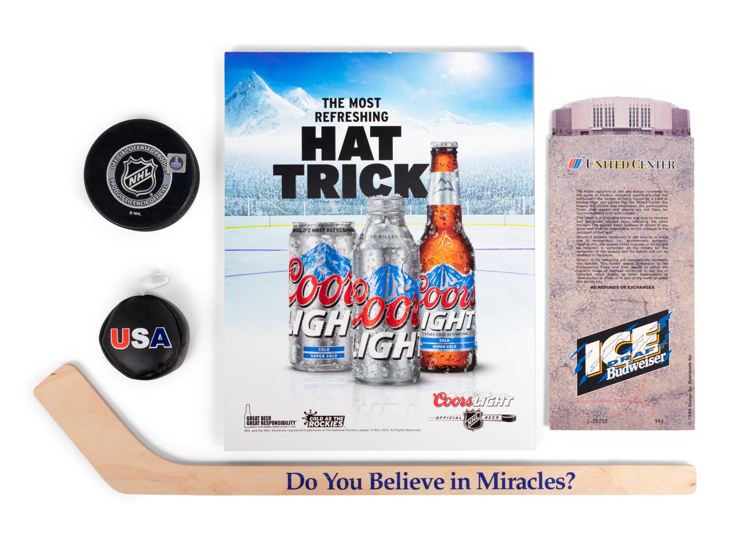 (Sports) A group of hockey memorabilia, comprising: