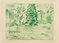 Karl Schrag, (American, 1912-1995), Sunfilled Landscape, 1988