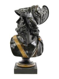 A Grand Tour Gilt and Patinated Bronze Bust of Menelaus