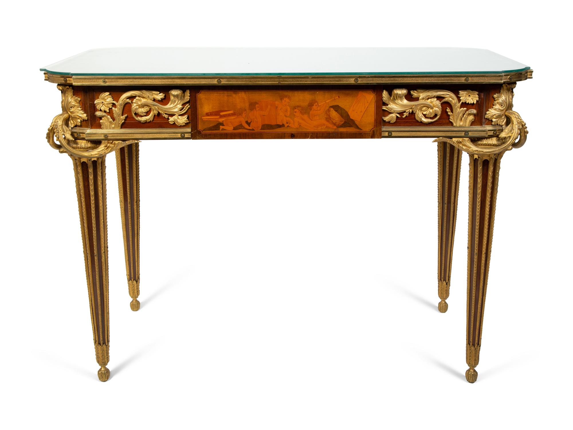 A Louis XVI Style Gilt Bronze Mounted Desk In the Manner of Alfred Emmanuel Louis Beurdeley — EARLY 20TH CENTURY