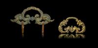 A Pair of Chinese Gilt Bronze Handles