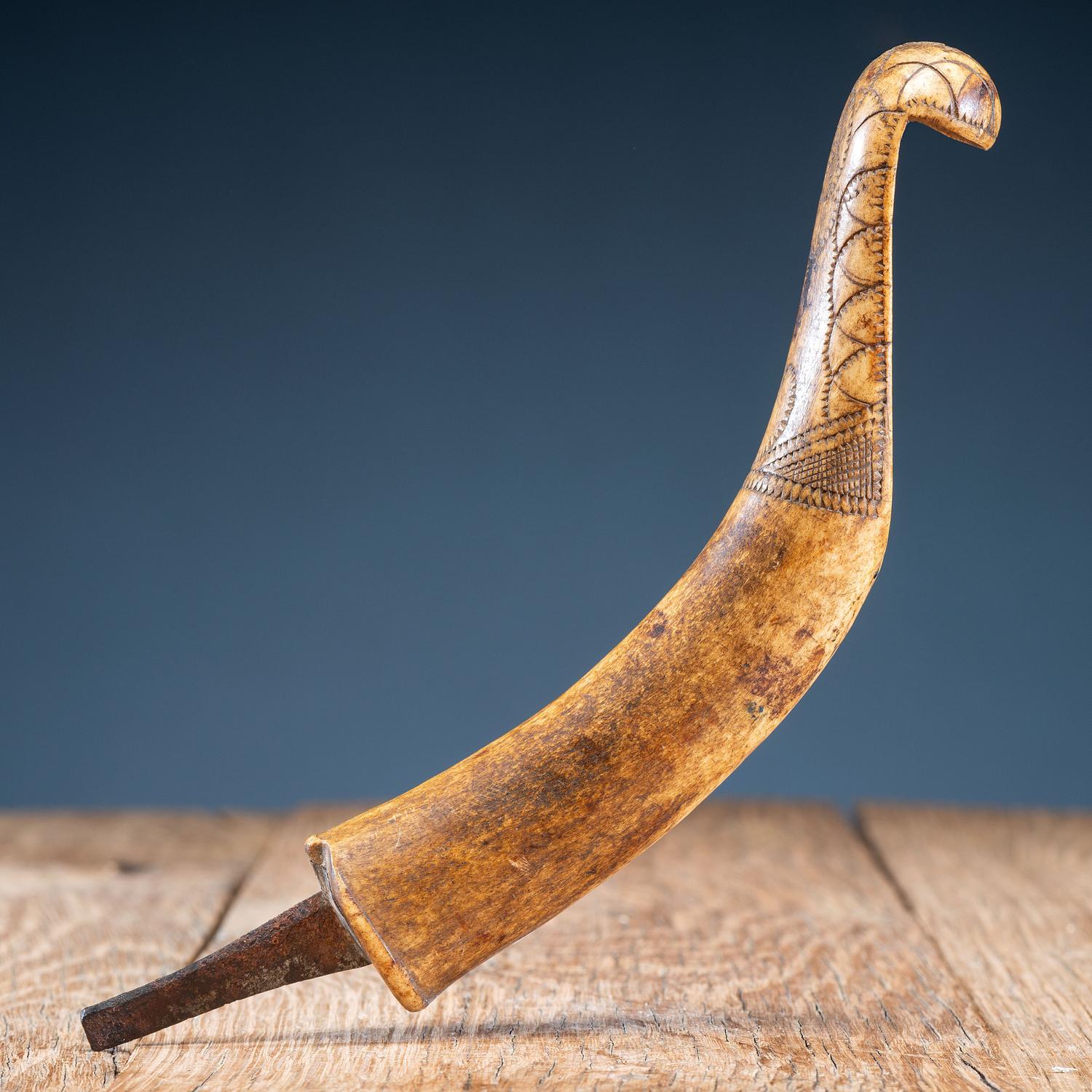 Eastern Woodlands Decorated Antler Crooked Knife