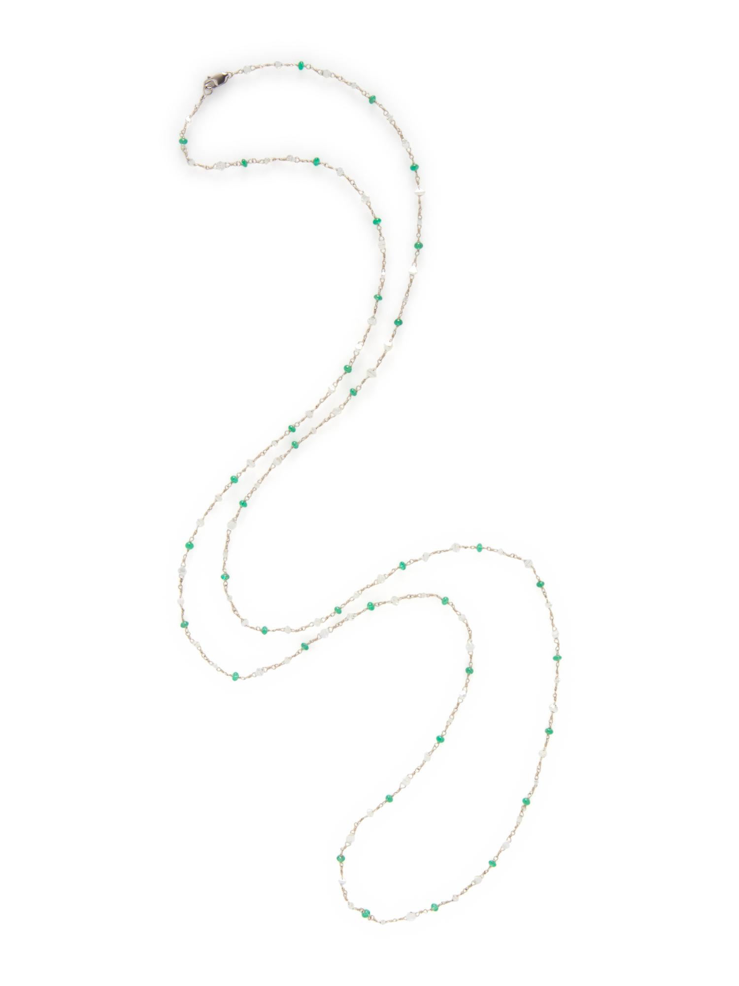 EMERALD AND DIAMOND BEAD NECKLACE