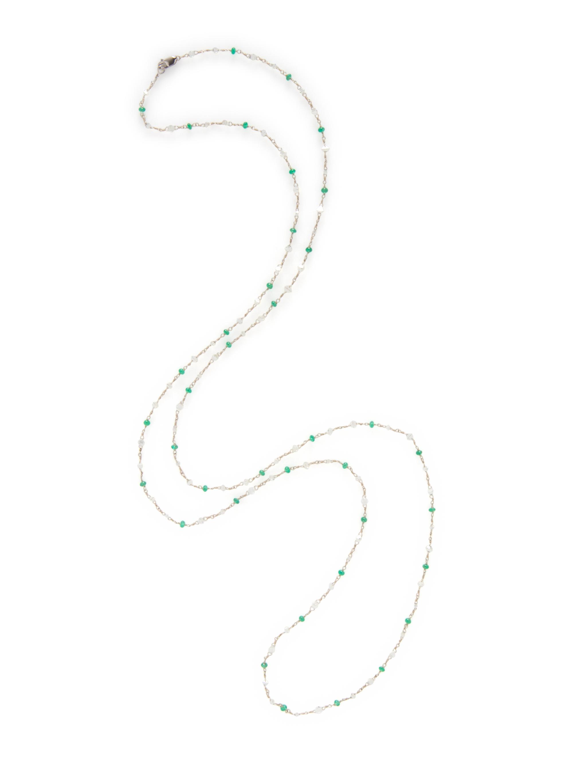 EMERALD AND DIAMOND BEAD NECKLACE