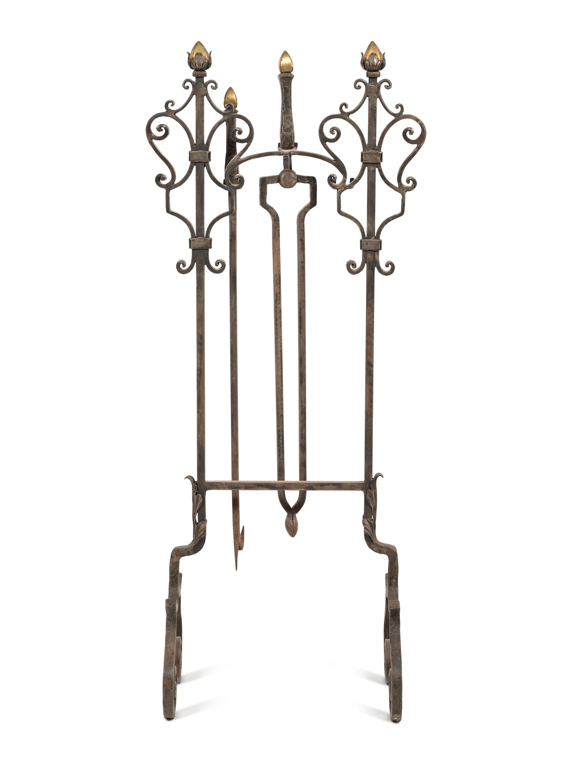 A Set of Iron and Brass Fire Tools