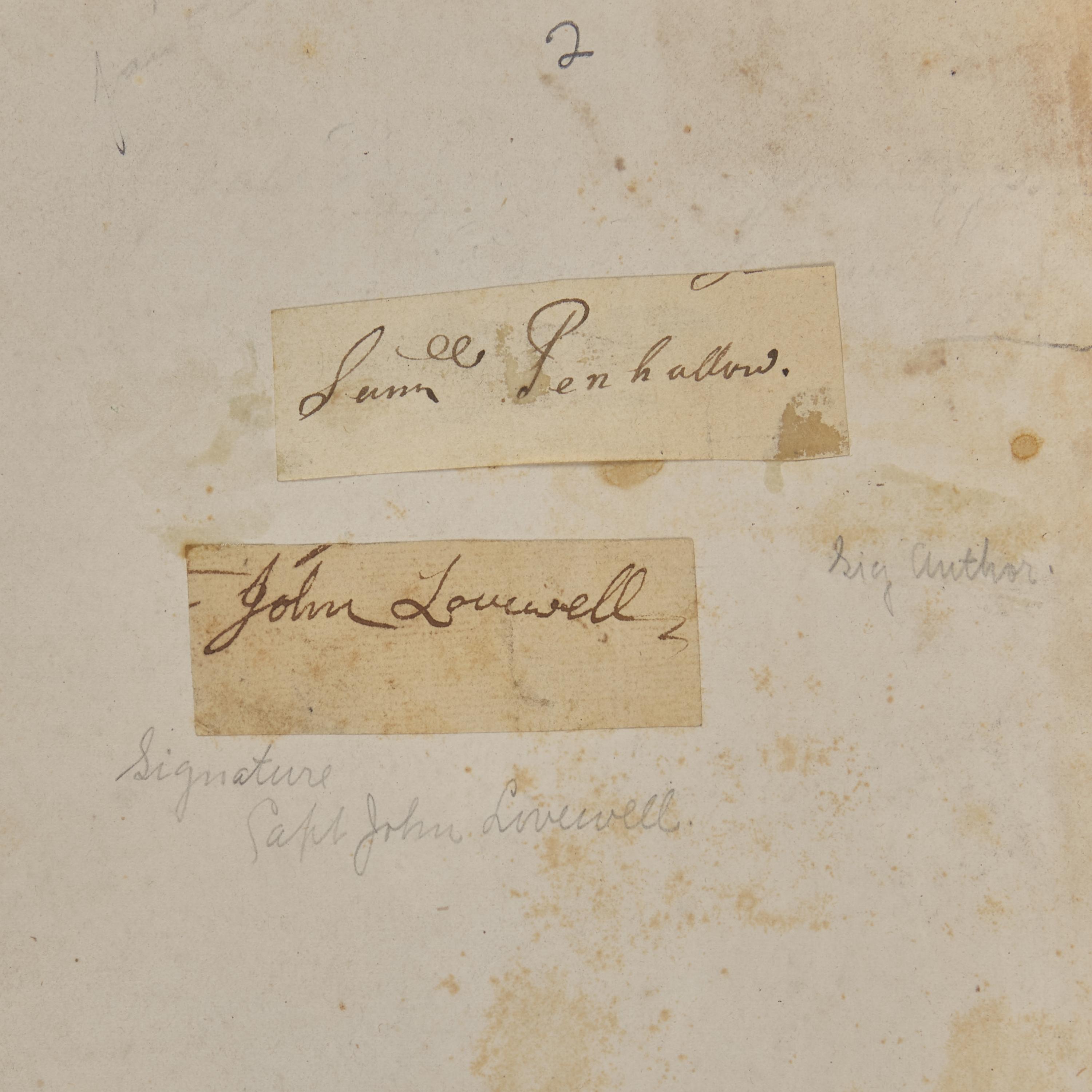 [Native-Americana] Penhallow, Samuel. The History of the Wars of New-England with the Eastern Indians..., 1726 (but 1859), with 2 Extremely Rare Colonial American Military Signatures Tipped-in