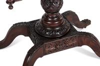 A Classical Carved and Figured Mahogany Pressed Glass Mounted Two-Drawer Work Stand