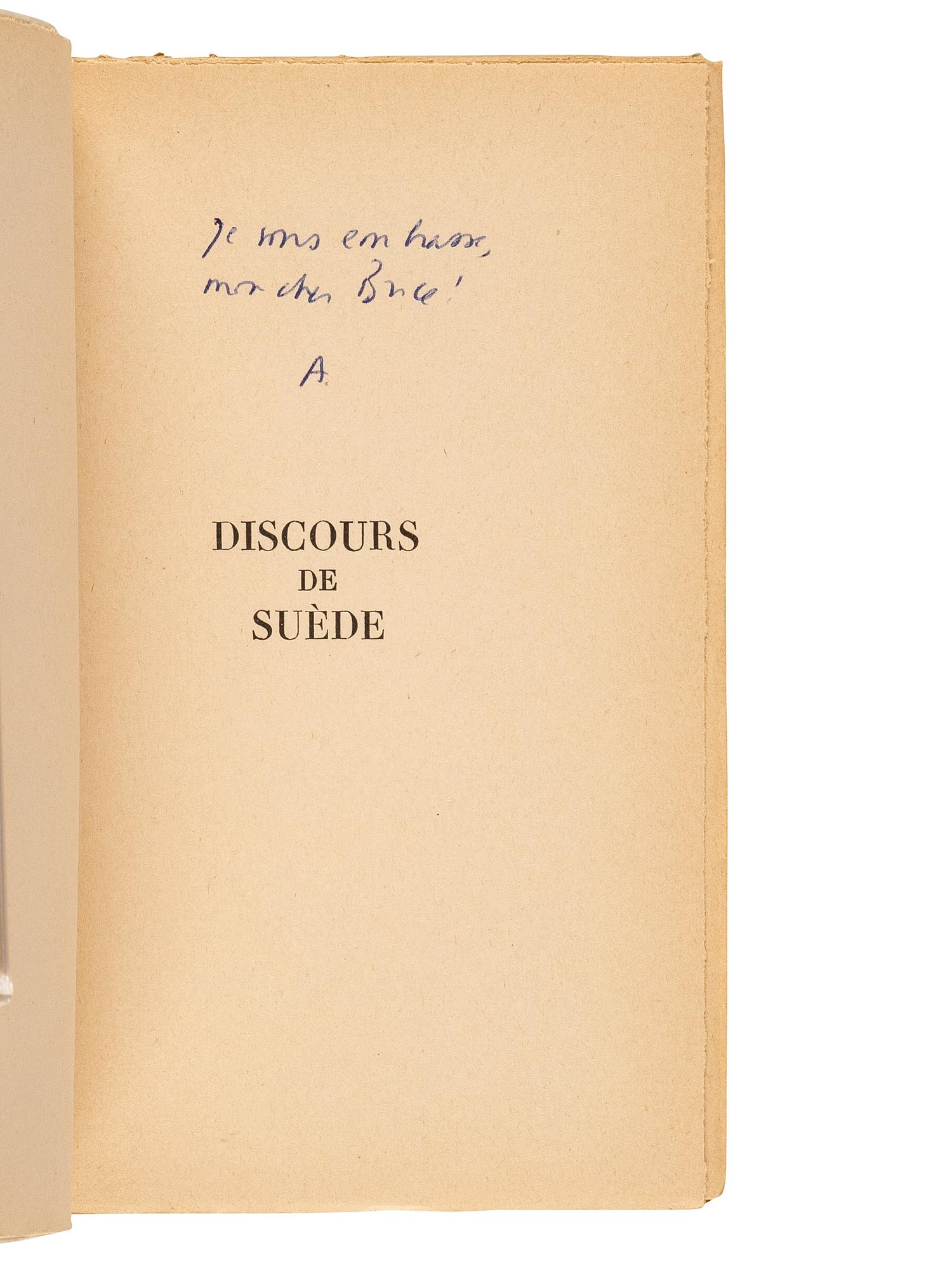 CAMUS, Albert, (1913-1960). Group of 4 FIRST EDITIONS, SIGNED OR INSCRIBED, comprising: