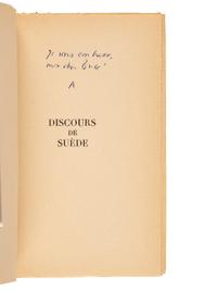 CAMUS, Albert, (1913-1960). Group of 4 FIRST EDITIONS, SIGNED OR INSCRIBED, comprising: