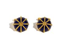 YELLOW GOLD AND ENAMEL CUFFLINKS