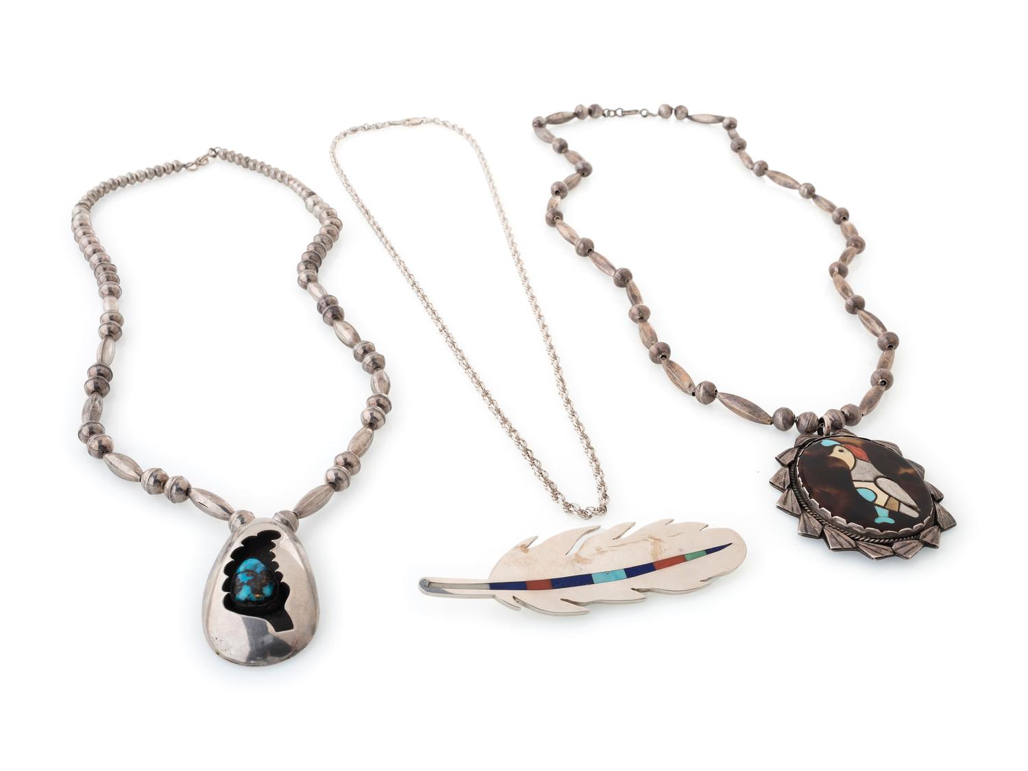 Navajo, Zuni, and Hopi Silver Necklaces
