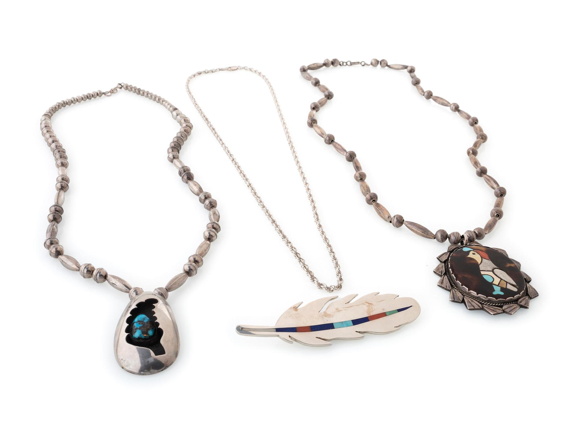 Navajo, Zuni, and Hopi Silver Necklaces