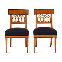 A Pair of Biedermeier Fruitwood Side Chairs