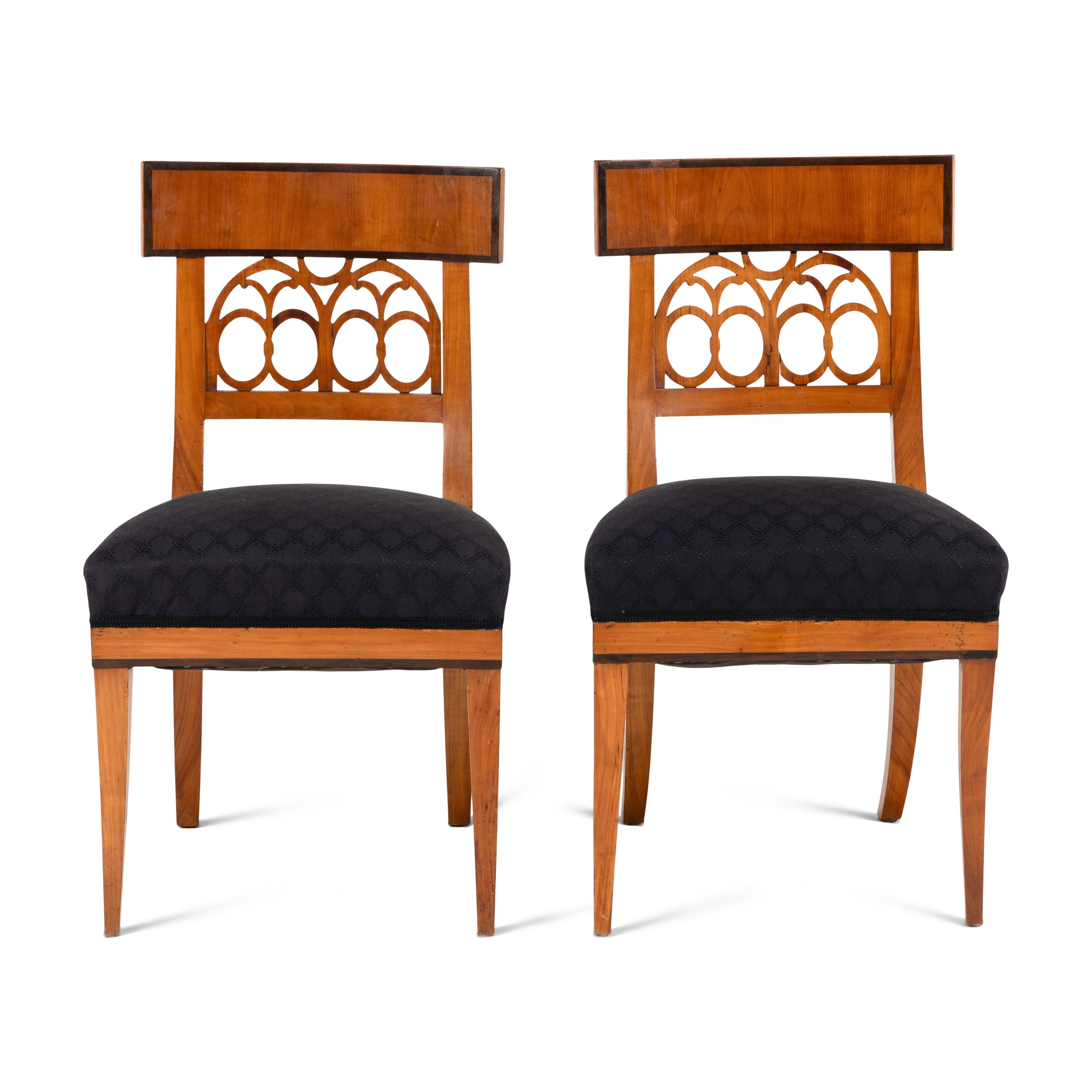 A Pair of Biedermeier Fruitwood Side Chairs