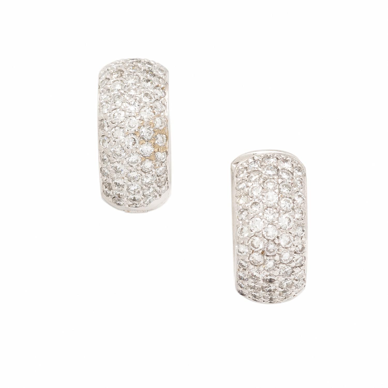 Craig Drake, Diamond and White Gold Huggie Hoop Earrings