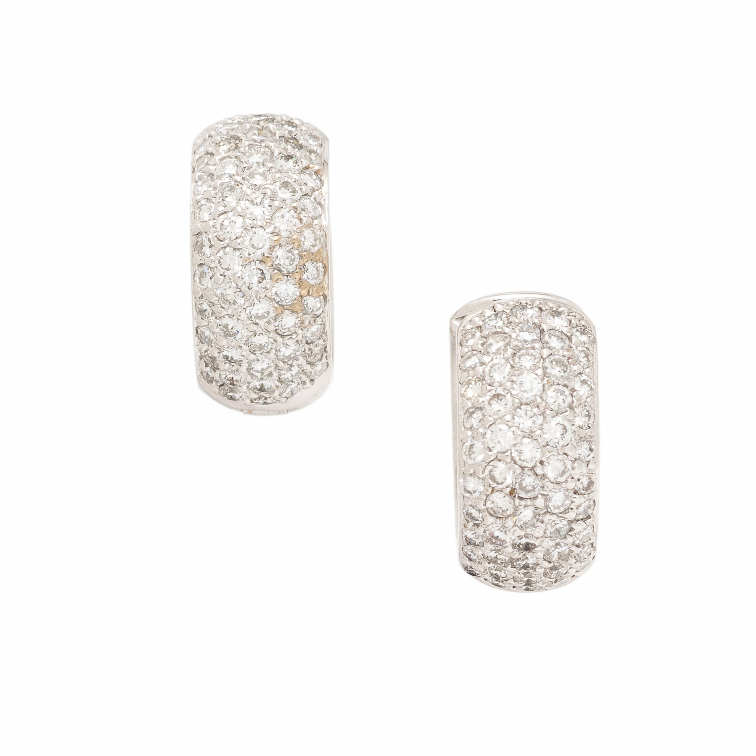 Craig Drake, Diamond and White Gold Huggie Hoop Earrings