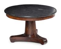 An Empire Style Mahogany Marble-Top Low Table