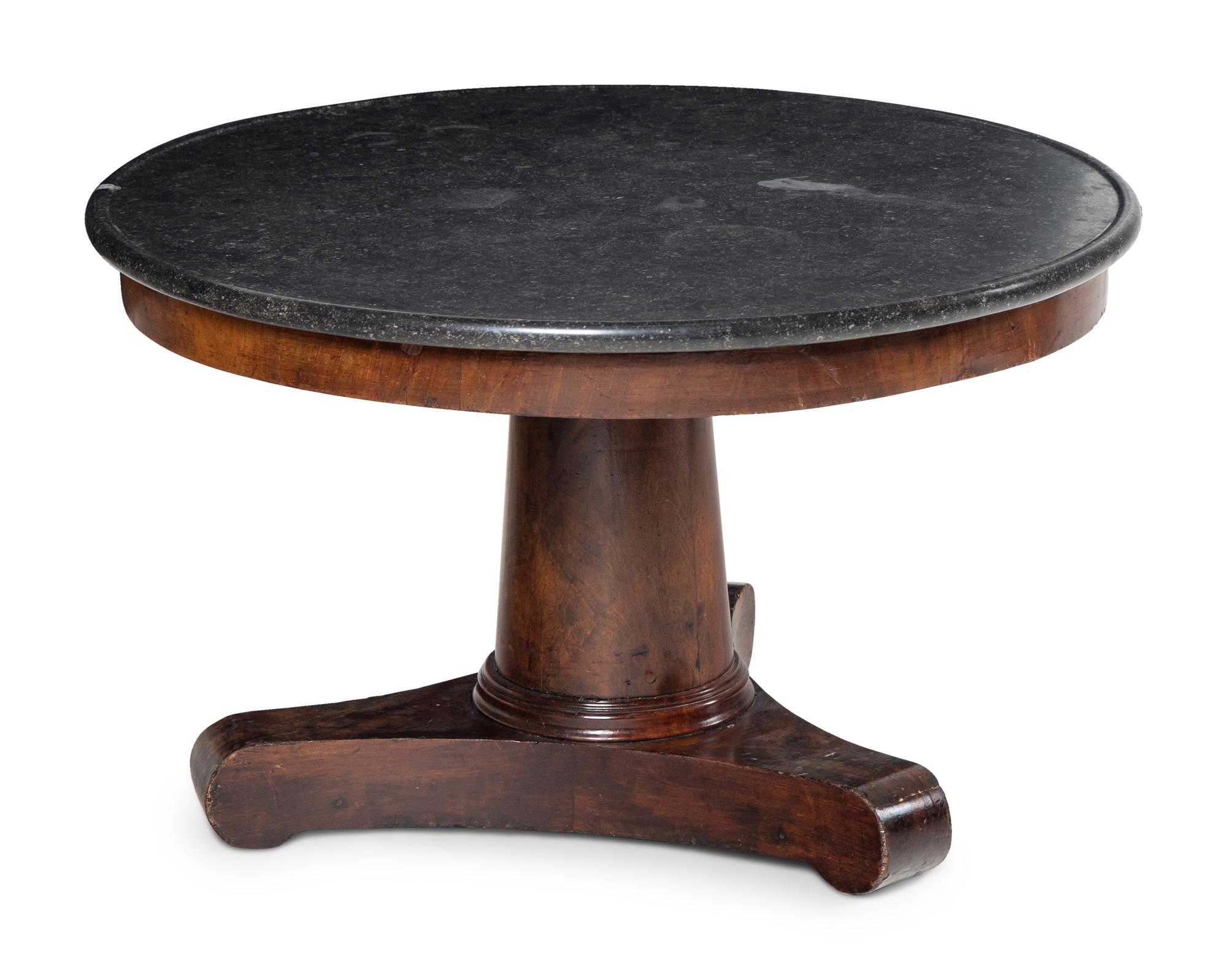 An Empire Style Mahogany Marble-Top Low Table