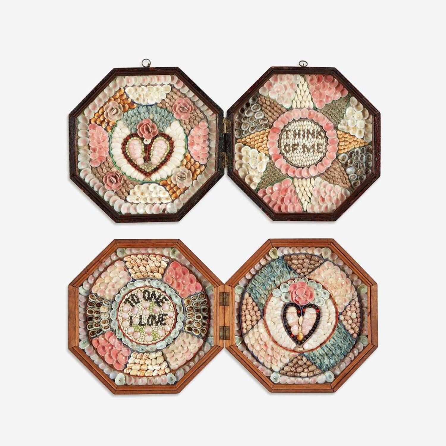 Two sailor's double-sided shellwork valentines Barbados, late 19th century