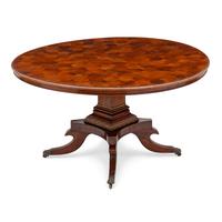 A Regency Style Pedestal Table with Specimen Parquetry Wood Top