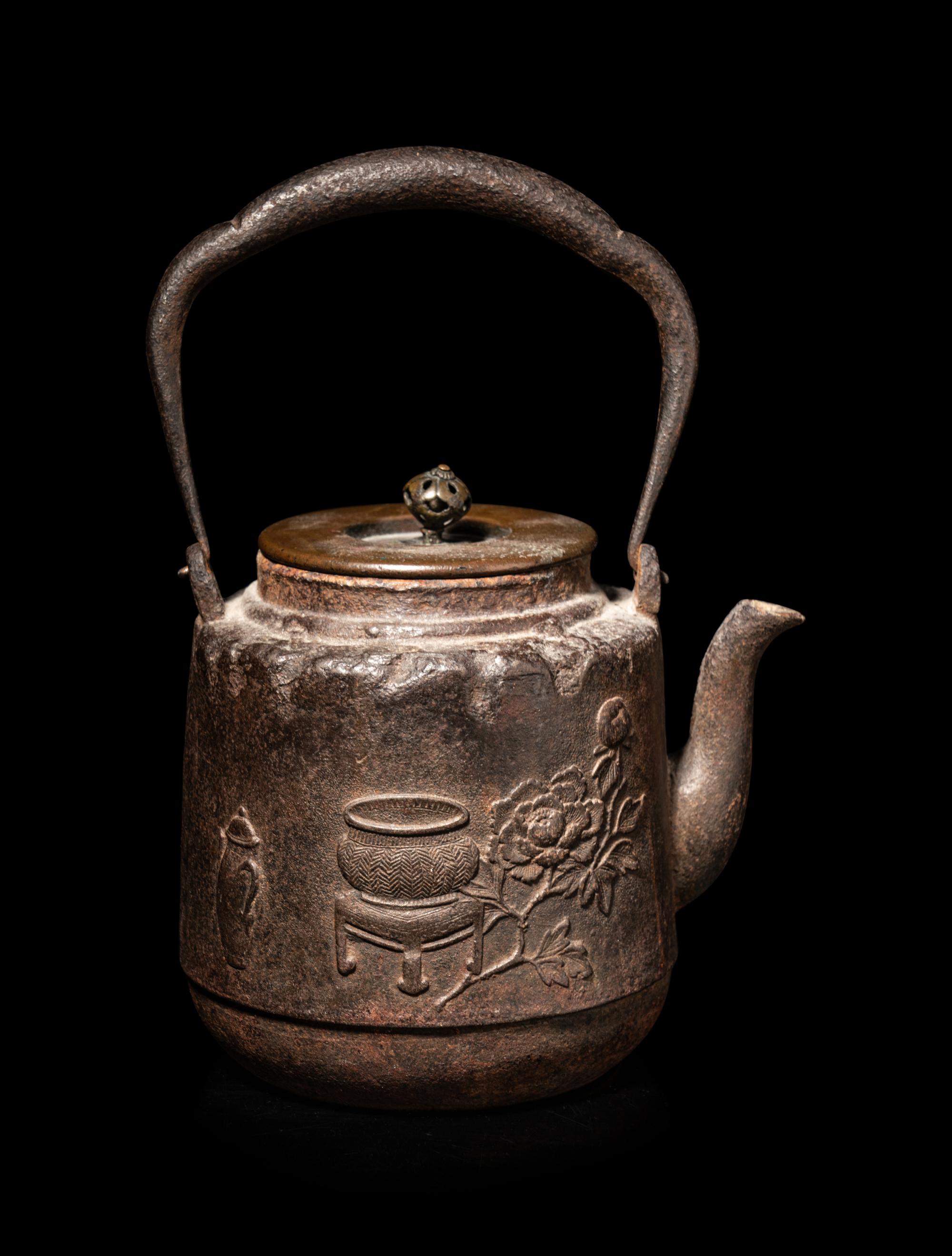Two Japanese Cast Iron Teapots, Tetsubin