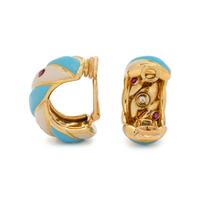 SPAULDING & CO., GUILLOCHÉ ENAMEL, DIAMOND AND RUBY PARURE