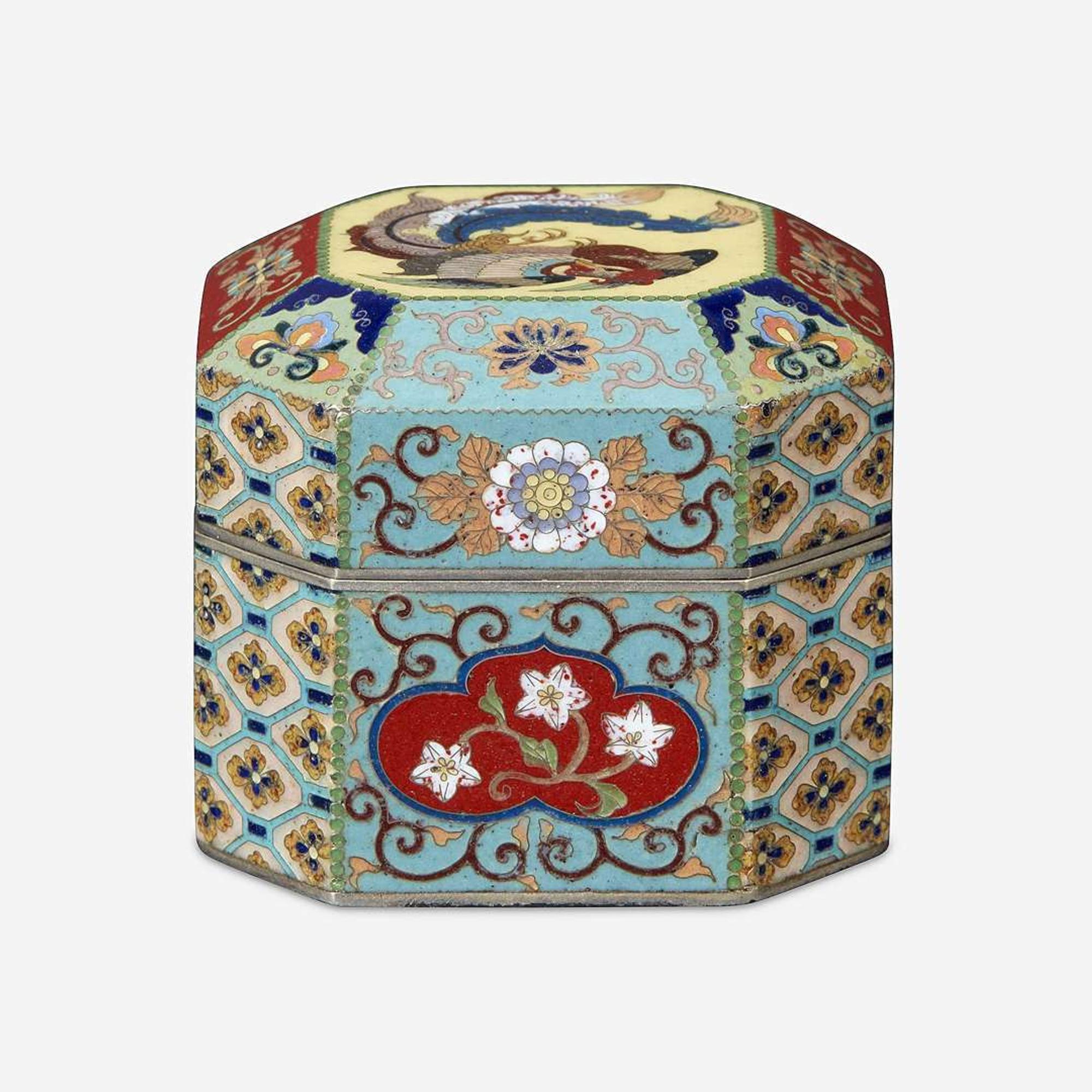 A fine Japanese cloisonné miniature silver box, attributed to Namikawa Yasuyuki Meiji period