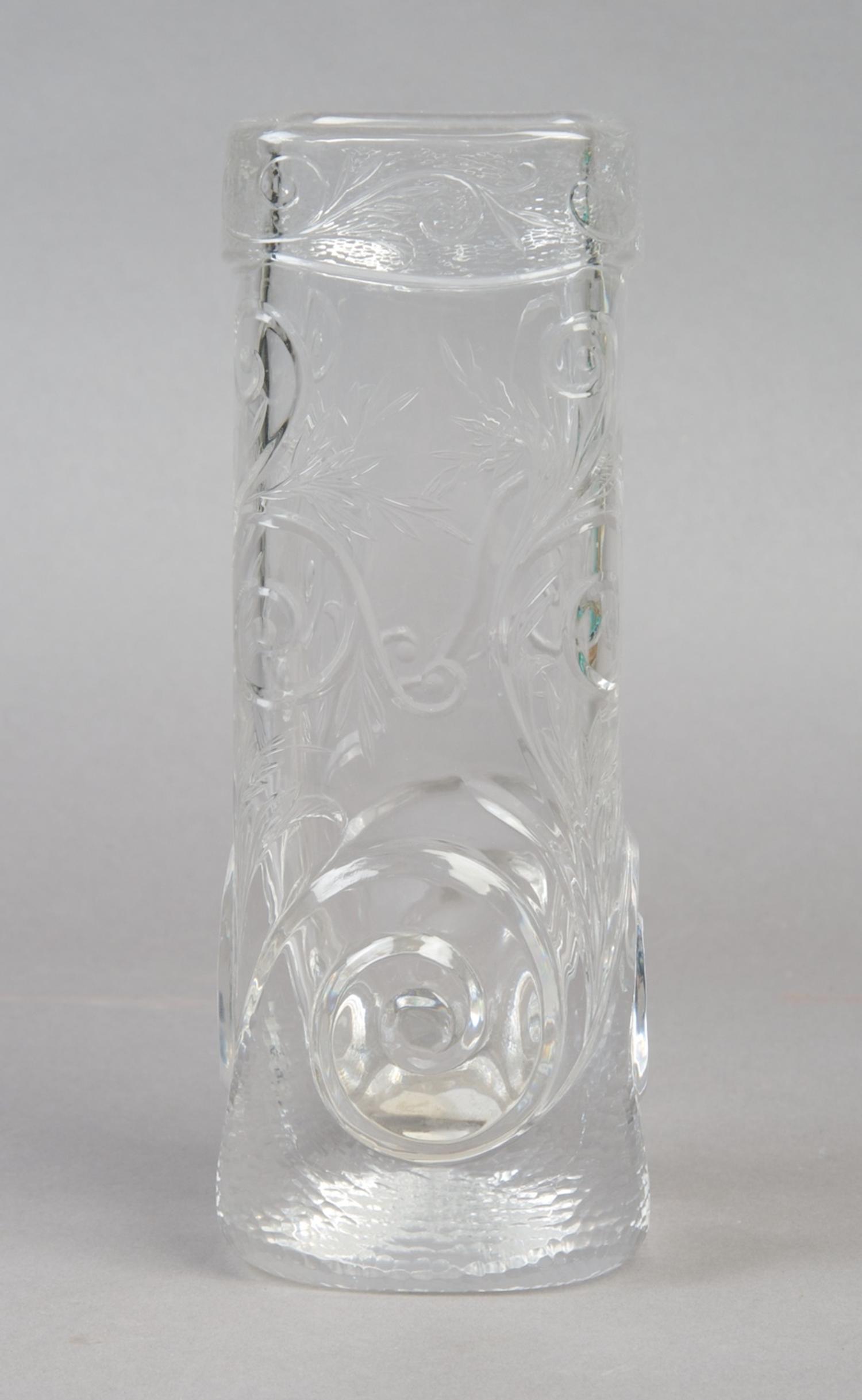 A French Molded Glass Vase, Enot, Height 7 1/2 inches.