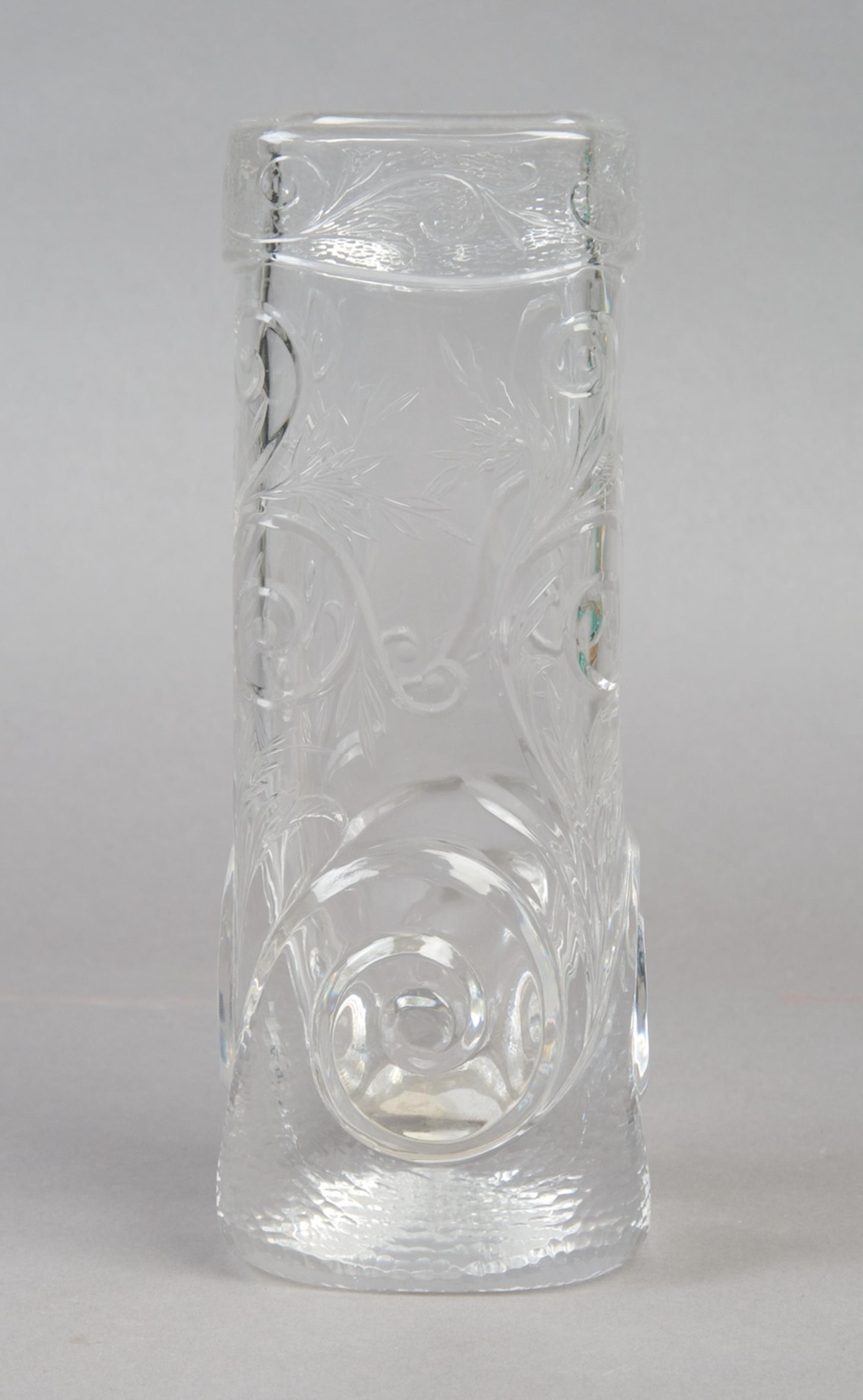 A French Molded Glass Vase, Enot, Height 7 1/2 inches.