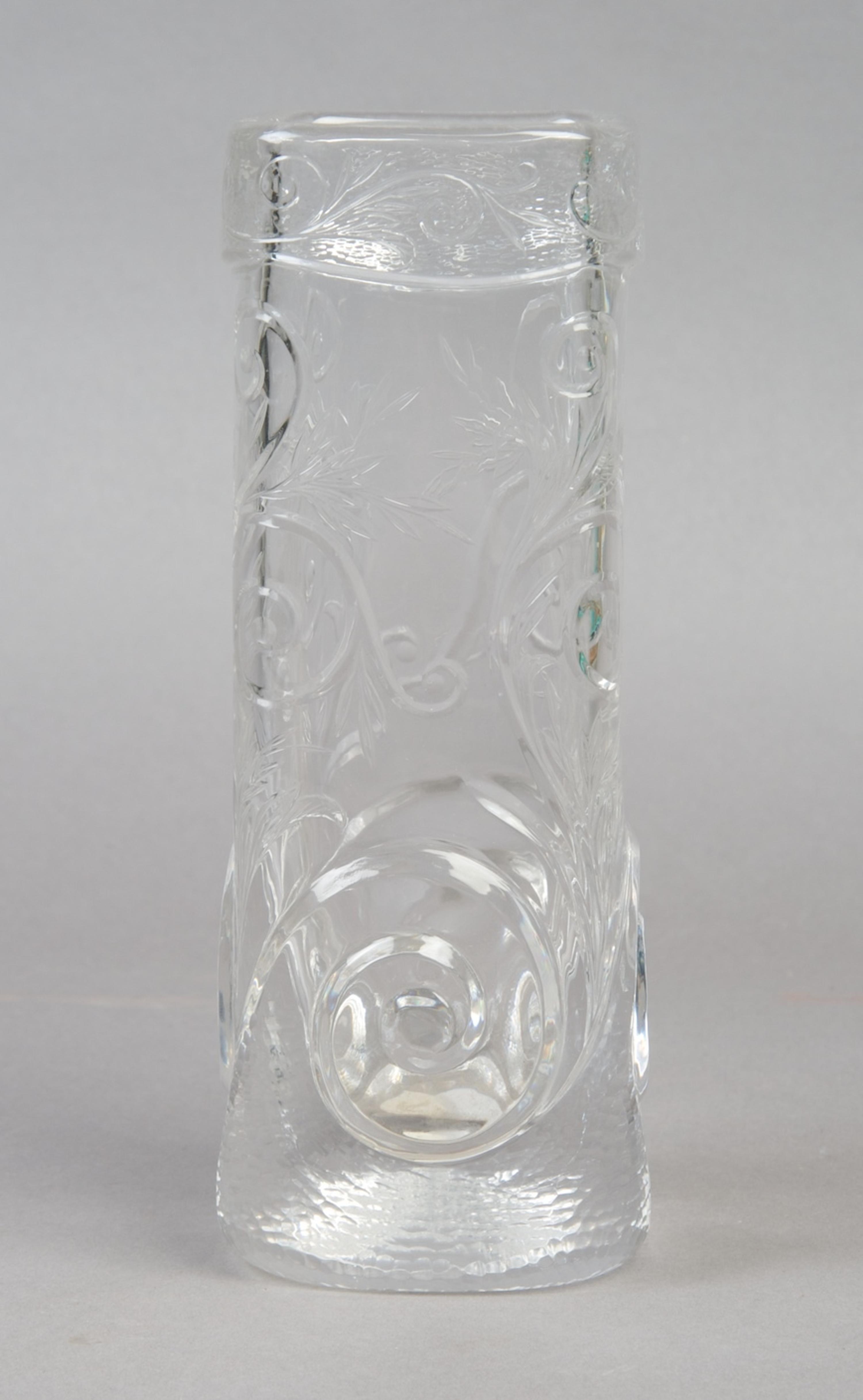 A French Molded Glass Vase, Enot, Height 7 1/2 inches.