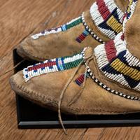 Cheyenne Toddler's Beaded Deer Hide Hightop Moccasins