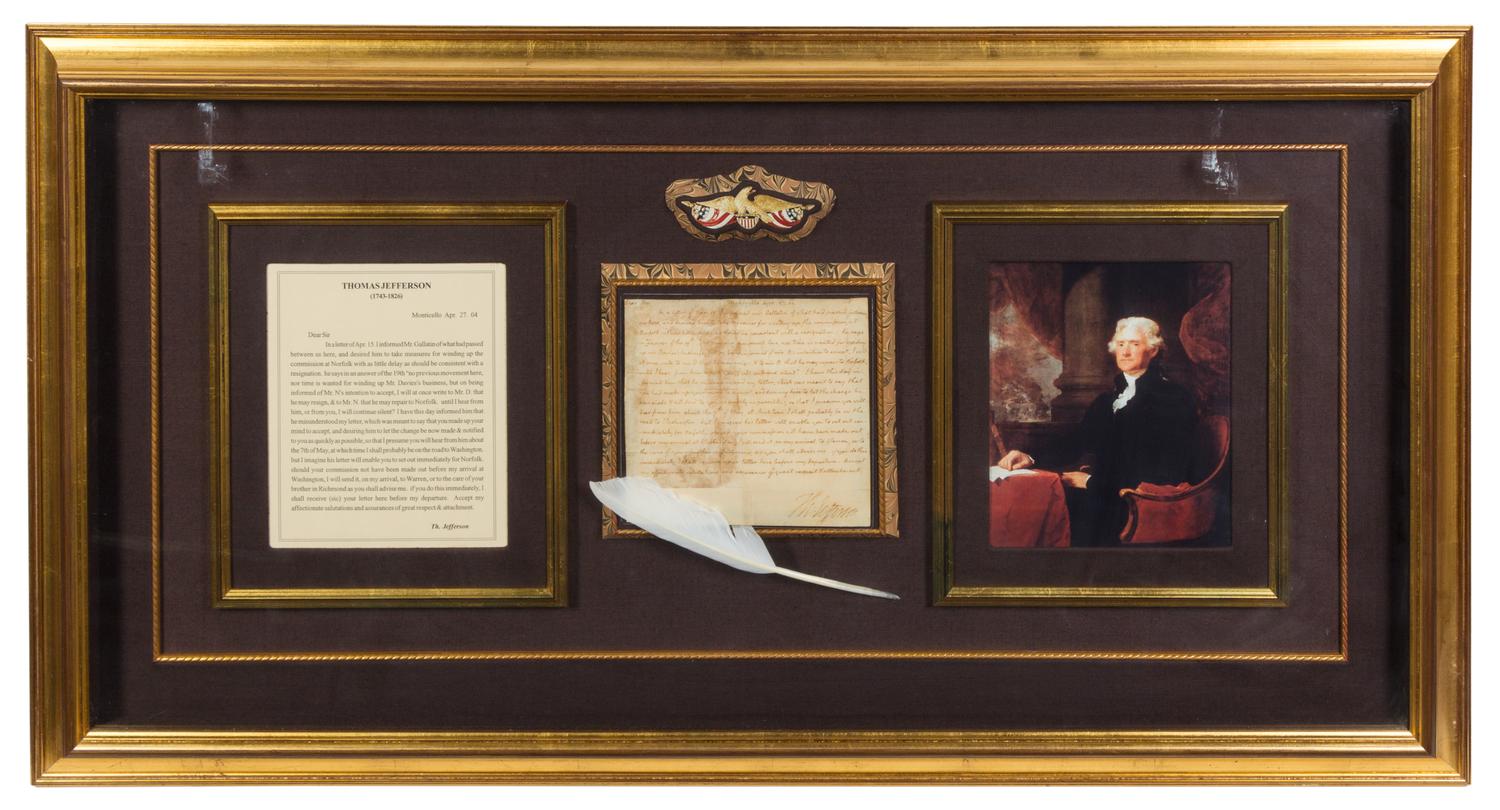 JEFFERSON, Thomas (1743-1826). Autographed letter signed ("Th. Jefferson"), as President, to Wilson Cary Nicholas, 27 April 1804.
