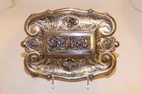A Silver-Plate Encrier. Width 10 1/2 inches.