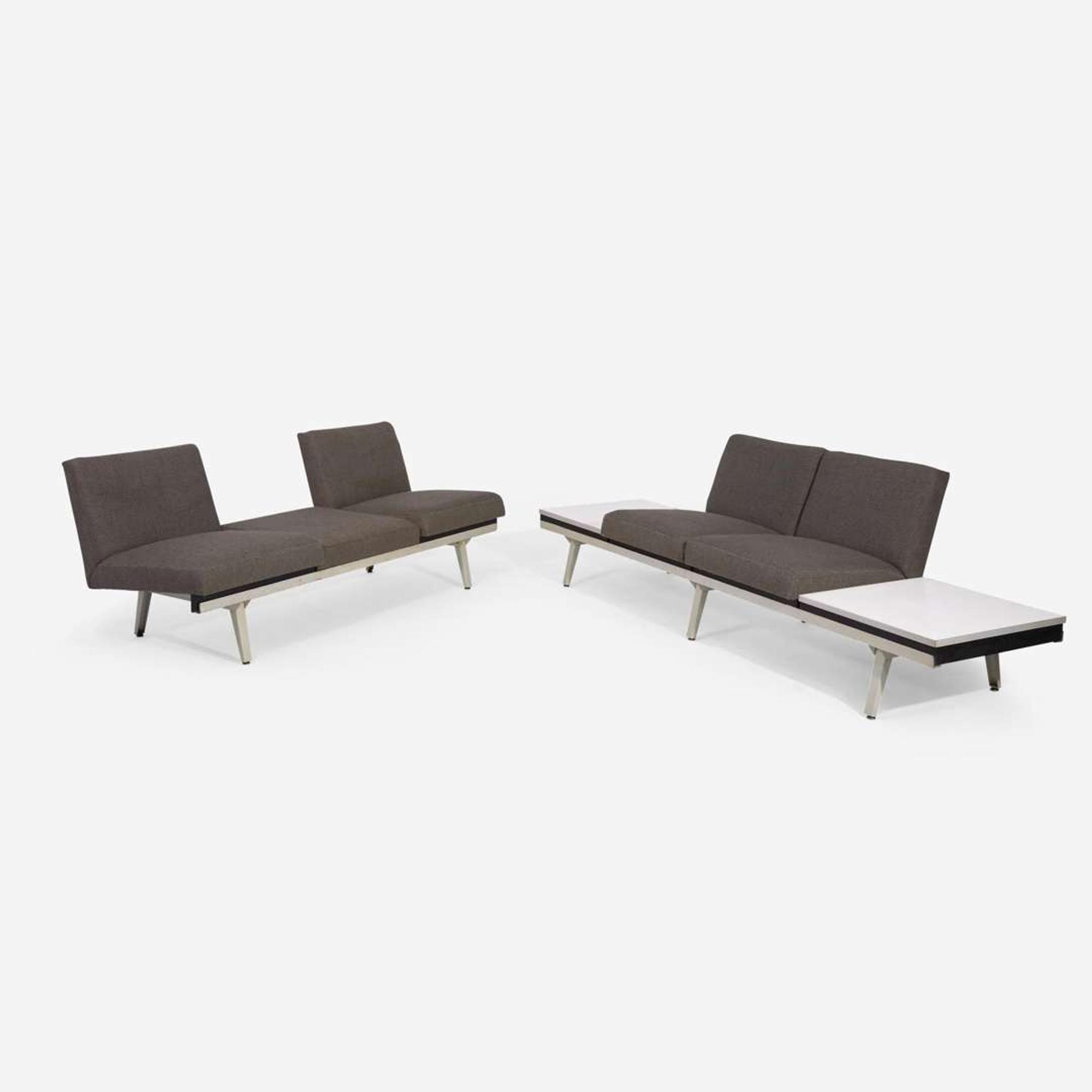 George Nelson (American, 1908-1986) Two "Steel Frame Seating System" Sofas, Herman Miller, USA, circa 1955