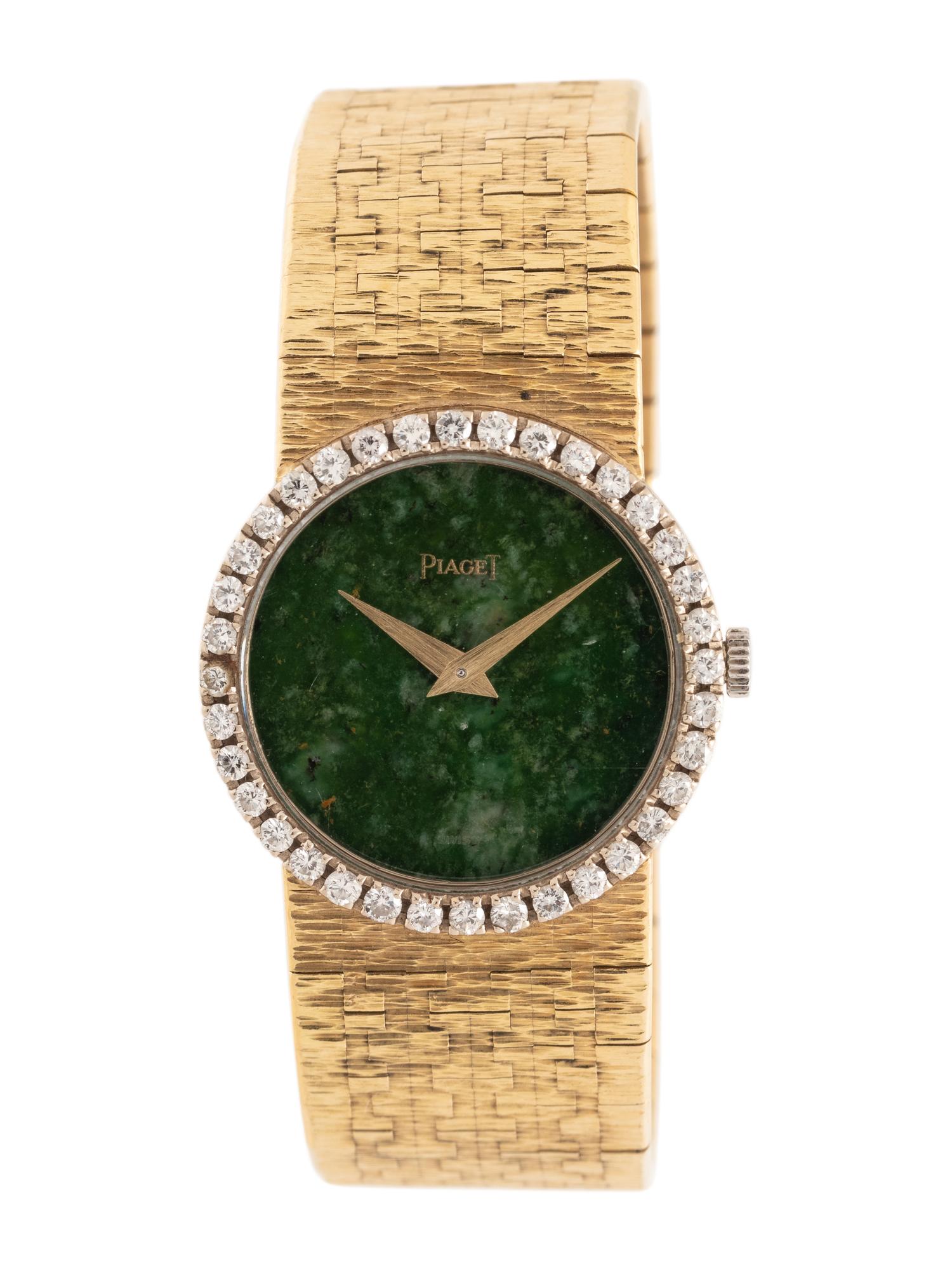 PIAGET, 18K YELLOW GOLD, DIAMOND AND JADE WATCH
