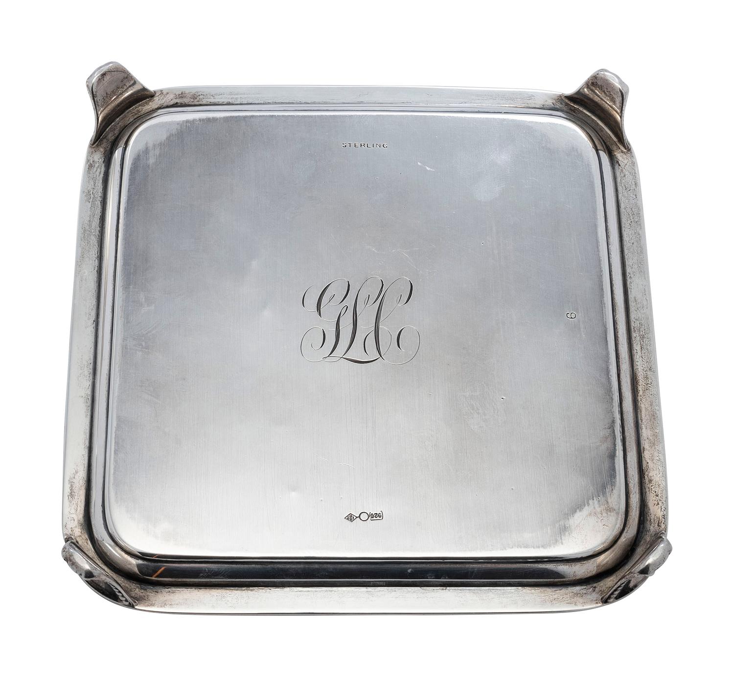 Four American Silver Serving Bowls and a Tray