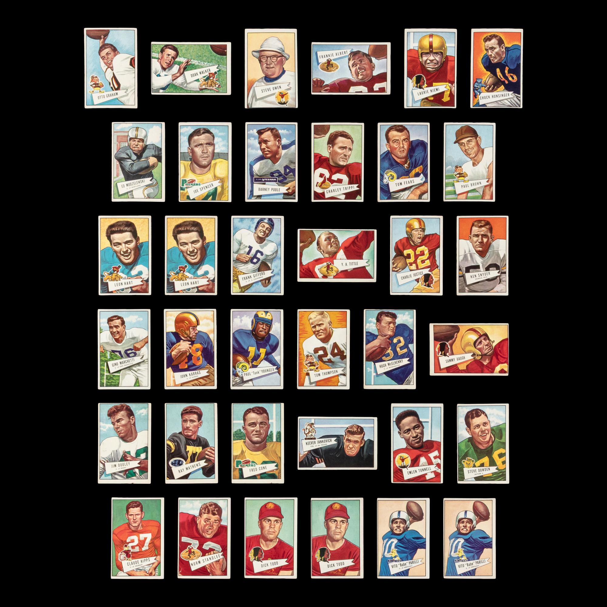 A Collection of 1952 Bowman Large and Small Football Cards Including Multiple Hall of Famers (145)