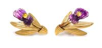 An 18 Karat Yellow Gold, Amethyst and Citrine Flower Motif Demi Parure, French, 33.25 dwts.