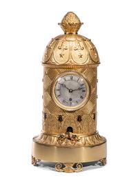 A Charles X Ormolu and Patinated Bronze Beehive Clock