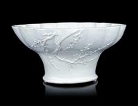 A Large and Unusual Blanc-de-Chine Porcelain Offering Bowl